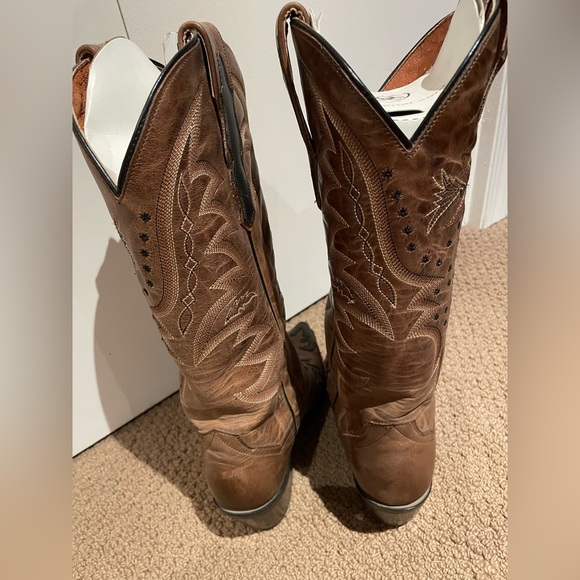 Dan Post Ladies Black and Brown Western Heeled Boots - Picture 4 of 5